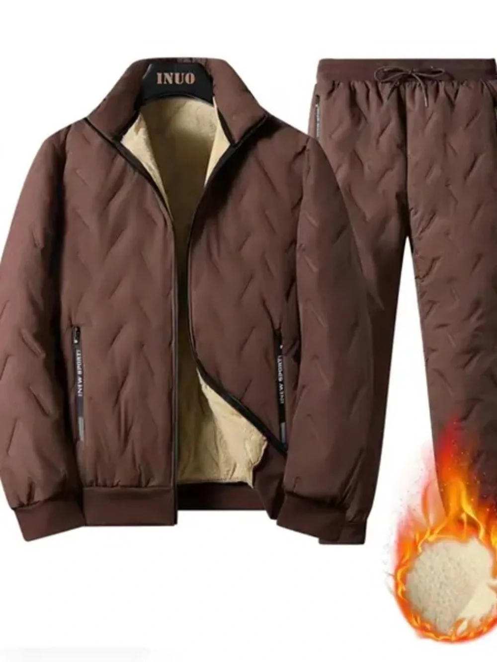 2 Piece Fleece Jacket and Pants Set Autumn and Winter Thick Warm NWT Size L